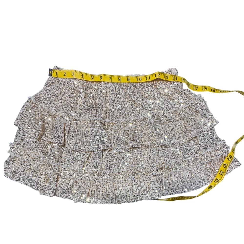 Chelsea & Violet Skirt Womens XL 16 Sequin Tiered Ruffle Gold Festival Party Y2K - Picture 4 of 8